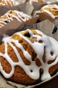 Blueberry-Cornmeal Muffins with Thyme Glaze